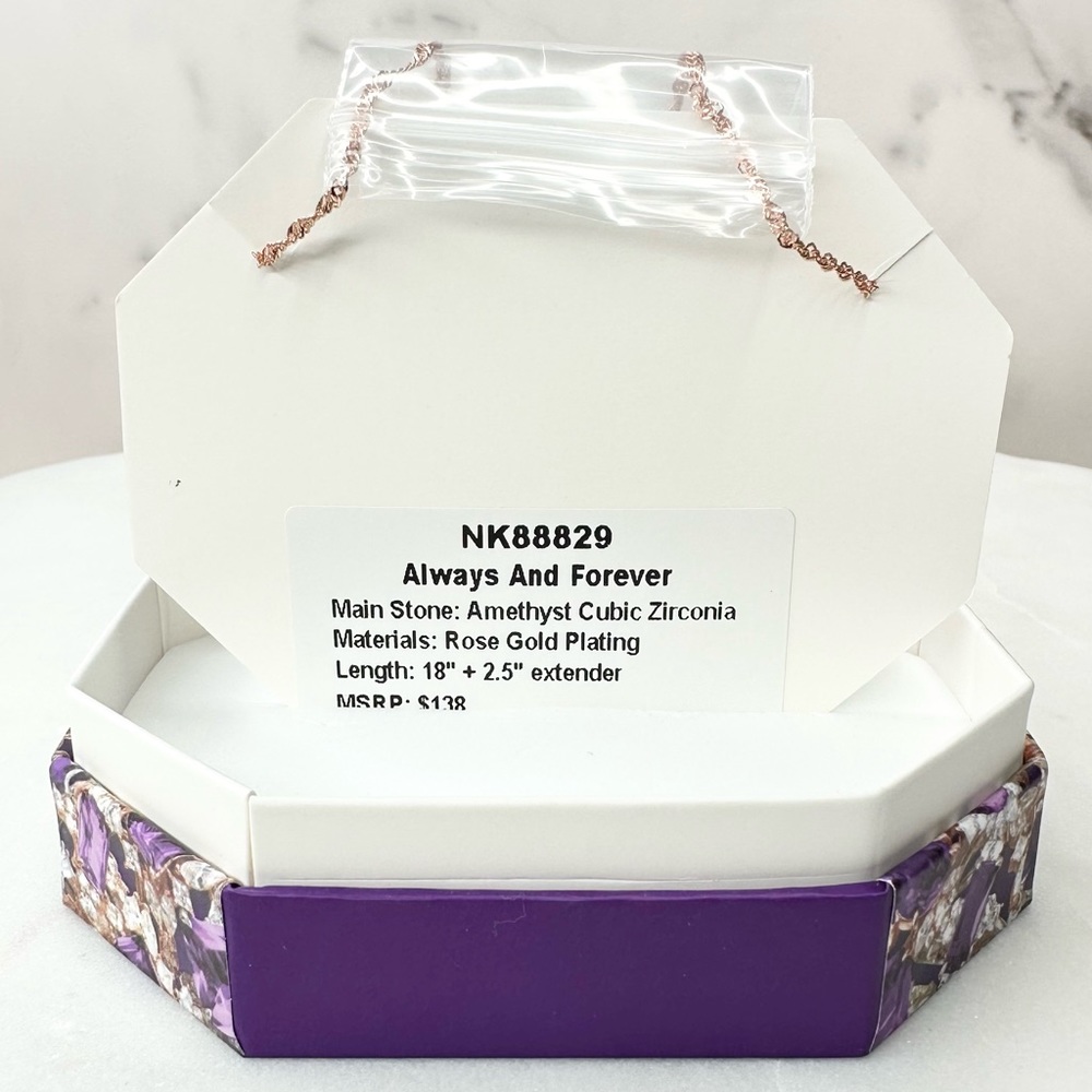 Bomb Party February Always and Forever Necklace Amethyst NK88829 NWT - Picture 2 of 3